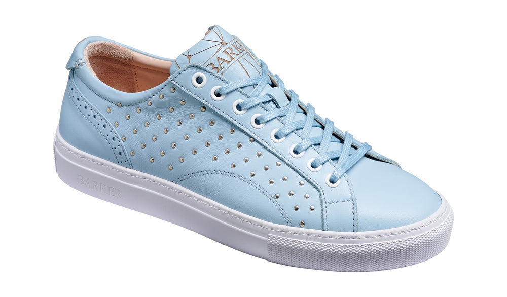 Womens Isla - Pale Blue Calf / Studs Rubber Cup Sole Women Sneaker | Barker Shoes