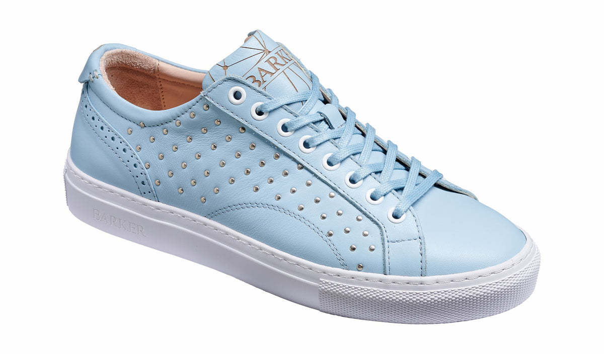 Womens Isla - Pale Blue Calf / Studs Rubber Cup Sole Women Sneaker | Barker Shoes