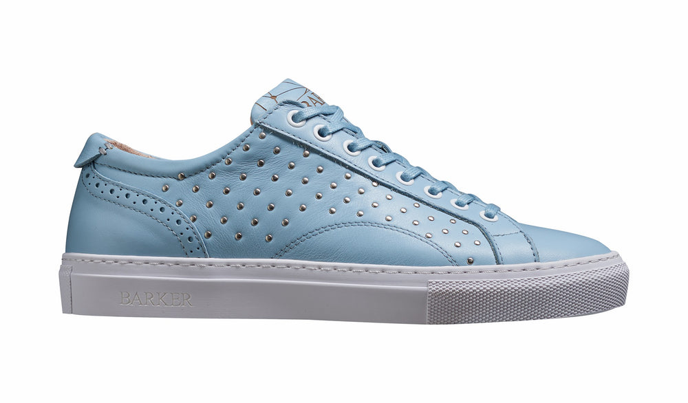 Womens Isla - Pale Blue Calf / Studs Rubber Cup Sole Women Sneaker | Barker Shoes
