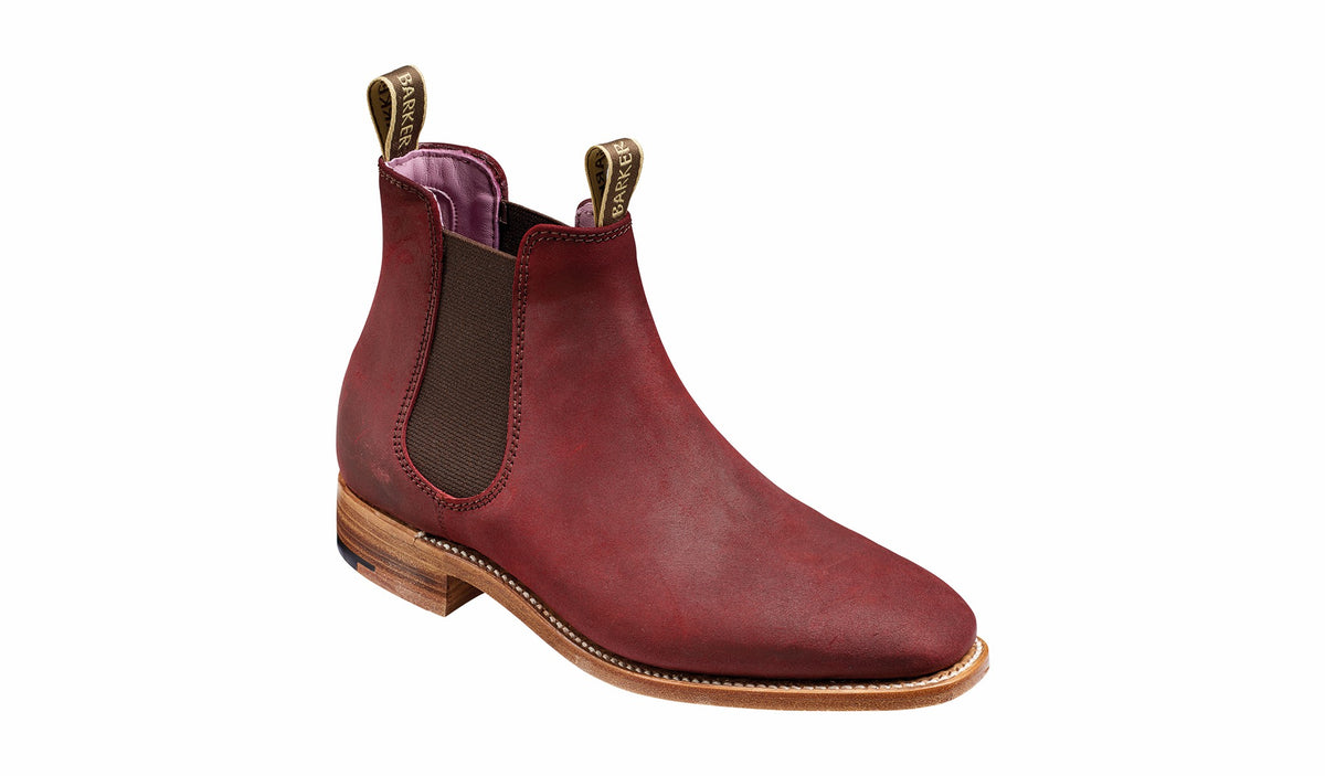 Womens Gina - Plum Waxy Suede Women Chelsea boot | Barker Shoes