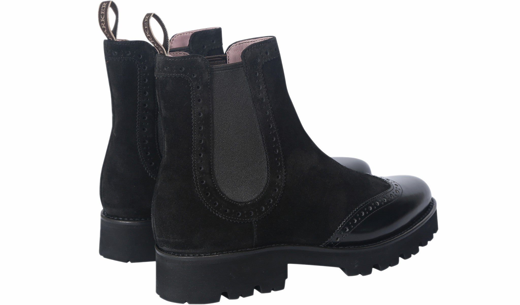 Womens Jessie - Black Suede / Black Polish Wing | Barker Shoes