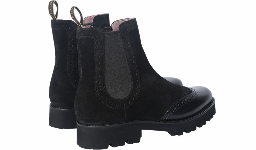 Womens Jessie - Black Suede / Black Polish Wing | Barker Shoes